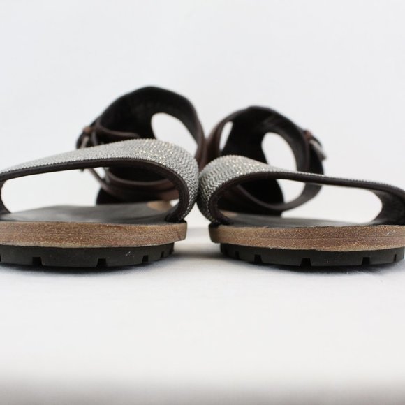 Brunello Cucinelli Brown Embellished Sandals - Picture 7 of 11
